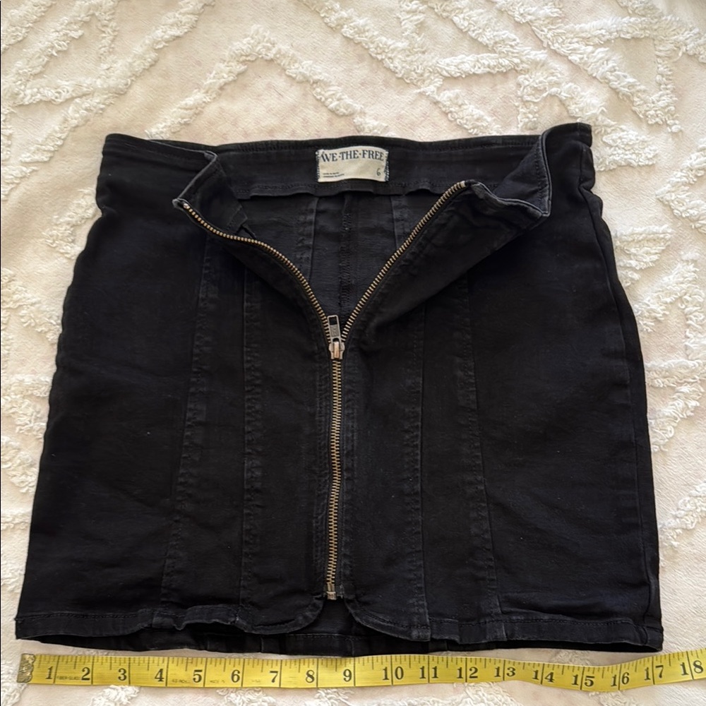 Free people black zip up mini skirt